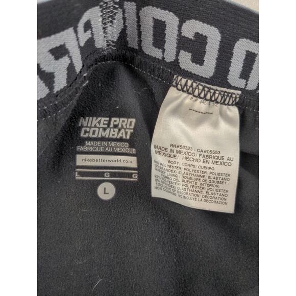 Boys Nike Pro Combat Athletic Compression Pants Size L Black White Swoosh Logo - Picture 10 of 12